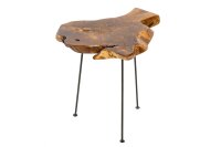 Table dappoint teck métal 40x45 cm Rondelle darbre