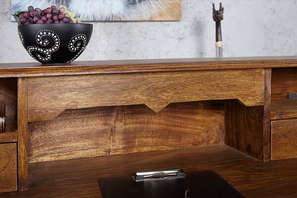 Schreibtisch mit Schublade Sheesham Holz in Natur 115x55 cm