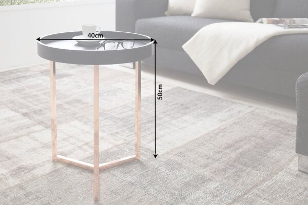 Beistelltisch Holz Metall Ø 40 cm rund mit Tablett