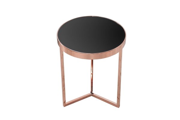 Table dappoint verre dur métal en cuivre noir 45x45 cm
