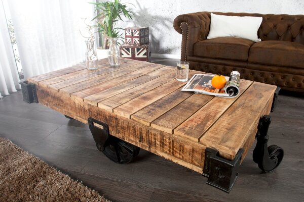 Couchtisch Mango Holz Metall 120 x 80 cm