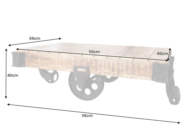Couchtisch Mango Holz Metall 120 x 80 cm