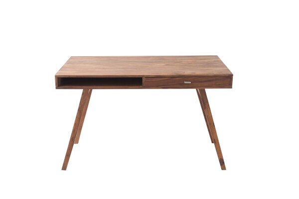 Schreibtisch Sheesham Holz in Natur 117x75 cm mit Schublade