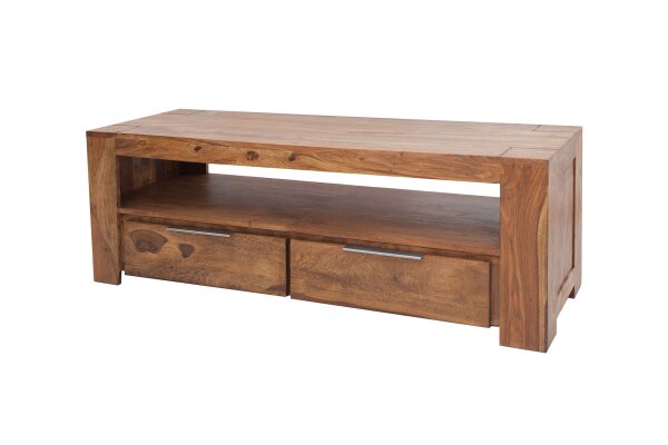 Buffet TV en bois de sheesham 130 x 45 cm tiroirs grand compartiment