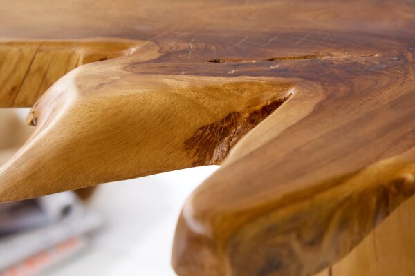 Table dappoint en teck 50x50 cm travail manuel tranche darbre