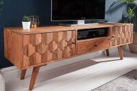 TV Lowboard en acacia, largeur 140 cm, façades 3D...
