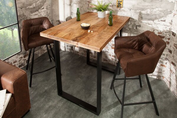 Bartisch Mango Holz Metall 120 x 80 cm Kufengestell