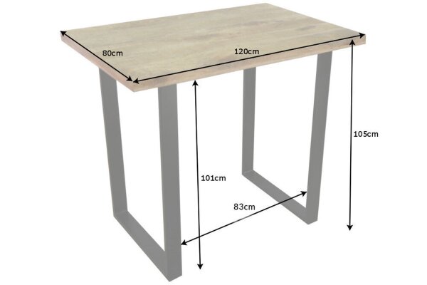 Bartisch Mango Holz Metall 120 x 80 cm Kufengestell