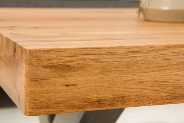 Table basse bois (chêne sauvage) métal 110 x 60 cm