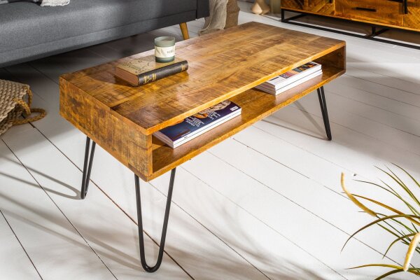 Table basse mangue bois métal 100 x 50 cm