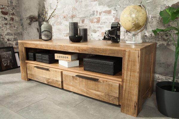 TV Lowboard 130 cm de large Bois massif fait main Moderne
