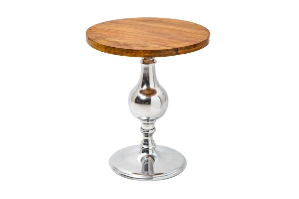 Beistelltisch Mango Holz Aluminium in Natur Chrom 51x51 cm