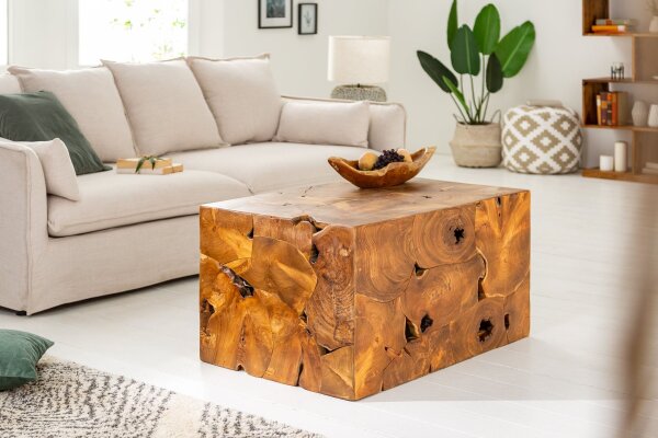 Couchtisch Teakholz in Natur 90 x 60 cm Handarbeit