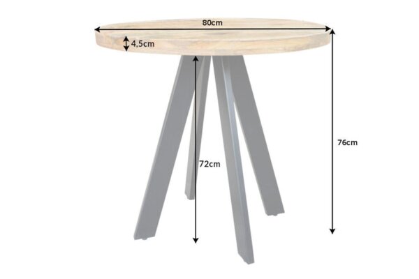 Esstisch Mango Holz Metall 80 x 80 cm rund