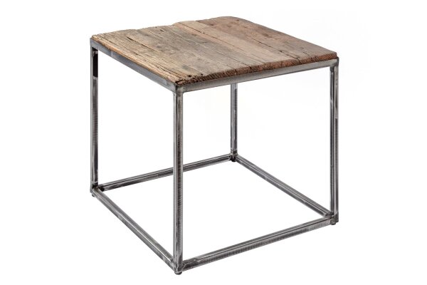 Beistelltisch Recyceltes Holz Metall 40x40 cm Handarbeit