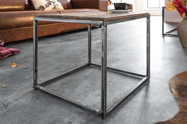 Beistelltisch Recyceltes Holz Metall 40x40 cm Handarbeit