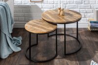 Beistelltisch 2er Set Mango Holz Metall rund