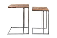 Set de 2 tables dappoint en bois recyclé et en...