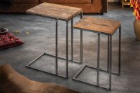 Set de 2 tables dappoint en bois recyclé et en...