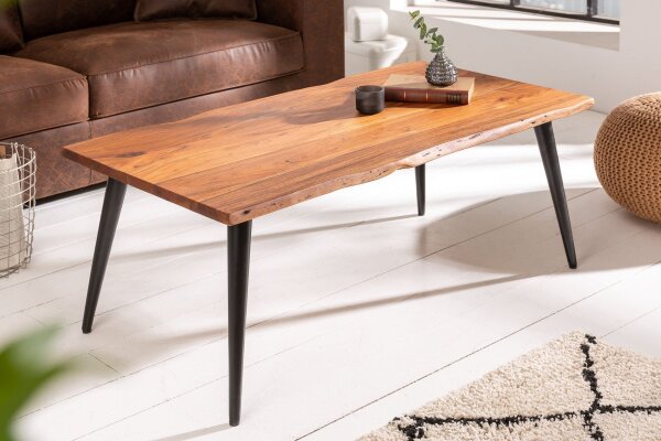 Table basse en acacia métal 110 x 60 cm Retro