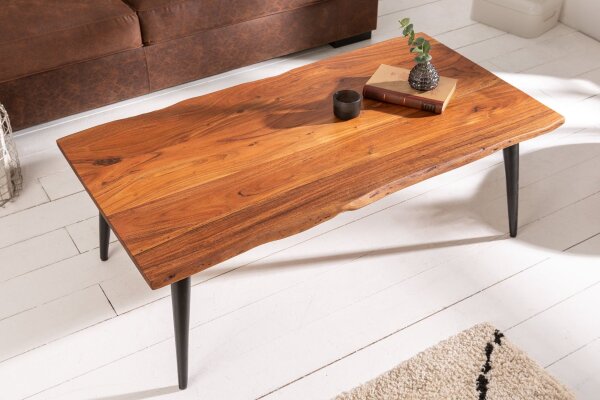 Table basse en acacia métal 110 x 60 cm Retro