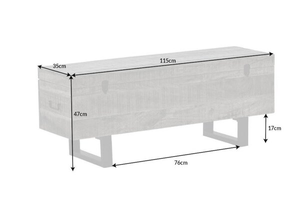 Truhenbank Akazienholz Metall in Grau Schwarz 115x35 cm