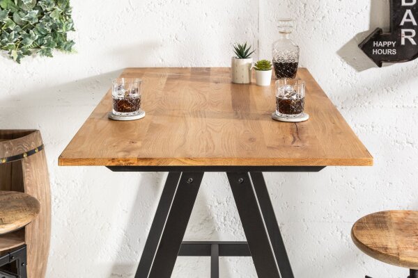 Table de bar bois (chêne sauvage) métal 120 x 70 cm