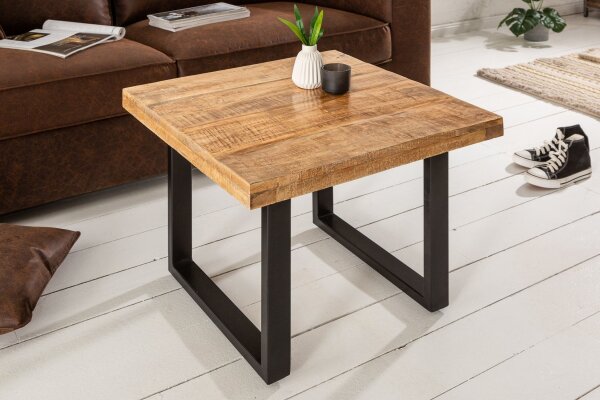 Couchtisch Mango Holz Metall 60 x 60 cm Kufengestell