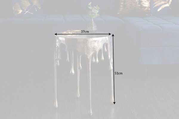 Table dappoint en aluminium argenté 37 x 37 cm