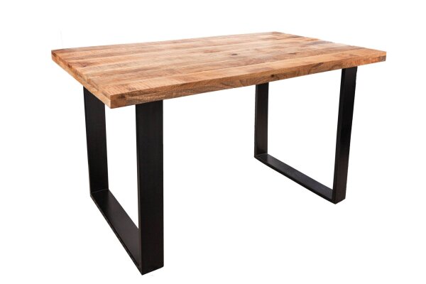 Table de salle à manger mangue bois métal 120 x 80 cm piétement traîneau