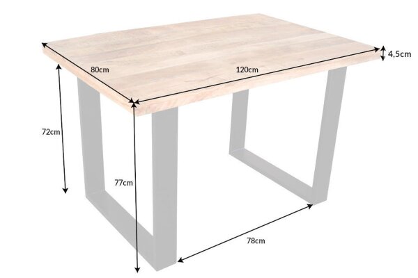 Table de salle à manger mangue bois métal 120 x 80 cm piétement traîneau