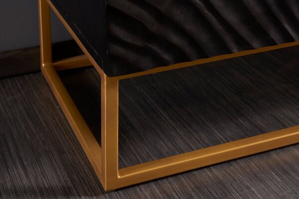 Highboard Schwarz Gold 100 x 120 cm Handarbeit Holz Metall