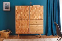 Highboard Holz Akazie 118 x 140 cm 3D-Front Schubladen...