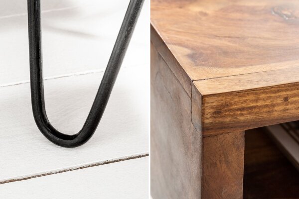 Table dappoint bois de sheesham métal 45 x 35 cm
