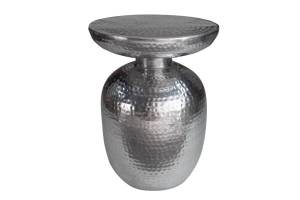 Beistelltisch Metall in Silber 36x36 cm Handarbeit