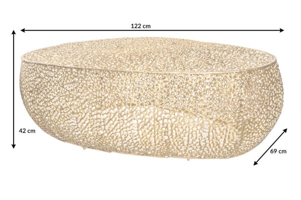 Couchtisch Metall in Gold 122 x 122 cm Handarbeit