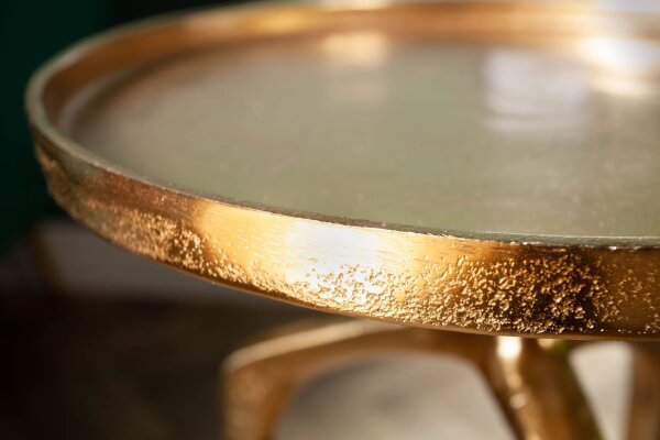 Beistelltisch 2er Set Metall in Gold rund Handarbeit