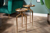 Beistelltisch 2er Set Metall in Gold rund Handarbeit