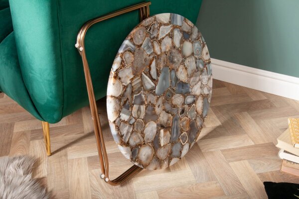 Couchtisch Achat Metall rund Ø 62 cm Handarbeit
