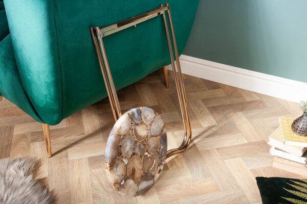 Beistelltisch Achat Metall in Mehrfarbig Gold 35x35 cm