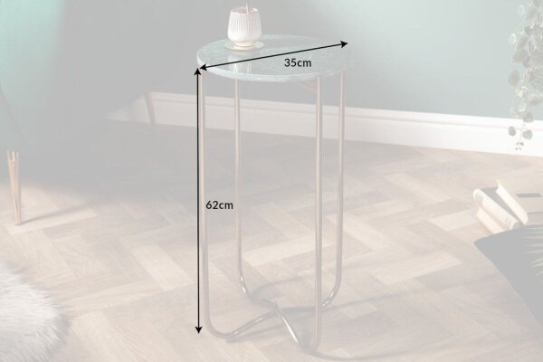 Table dappoint en marbre métal vert or 35 x 35 cm