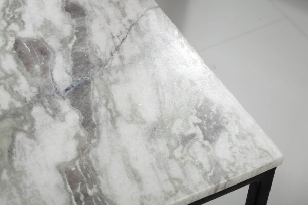 Table basse en marbre métal blanc noir 50 x 50 cm