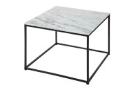 Table basse en marbre métal blanc noir 50 x 50 cm