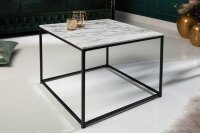 Table basse en marbre métal blanc noir 50 x 50 cm