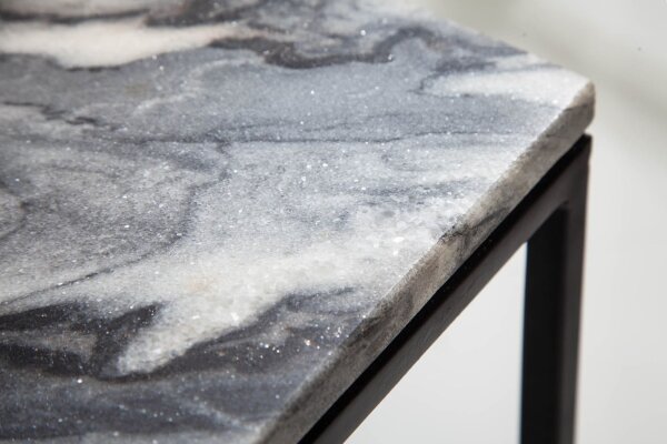 Table basse en marbre métal gris noir 50 x 50 cm