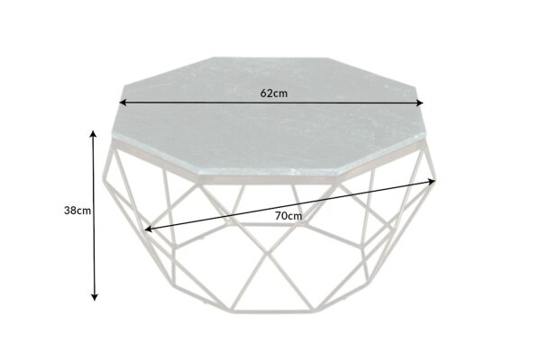 Couchtisch Marmor Metall in Grau Schwarz 70 x 70 cm