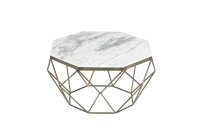 Table basse en marbre métal blanc noir 70 x 70 cm