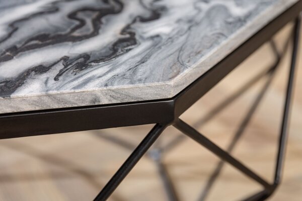 Table basse en marbre métal vert noir 70 x 70 cm