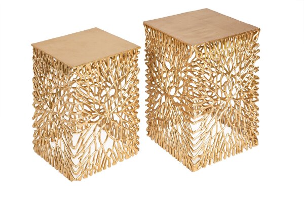 Set de 2 tables dappoint en métal doré fait main