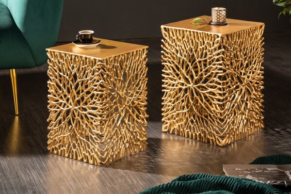 Set de 2 tables dappoint en métal doré fait main